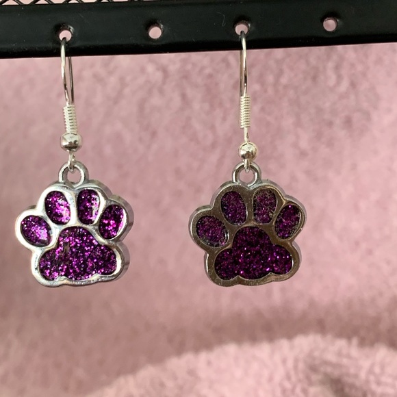 Glitter Pawprint Earrings - Picture 4 of 5
